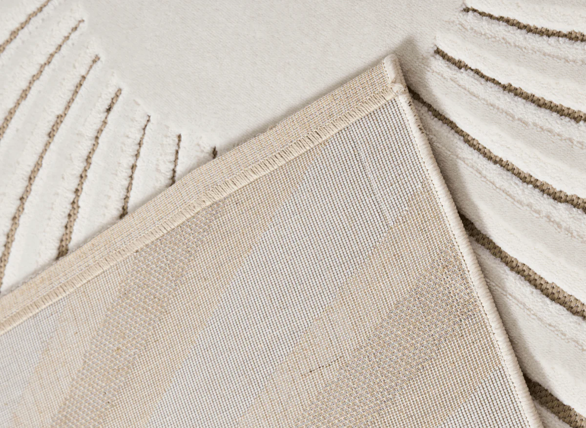 Tapis blanc écru à motifs circulaires beiges 200 x 290 cm ALEO - Image 4