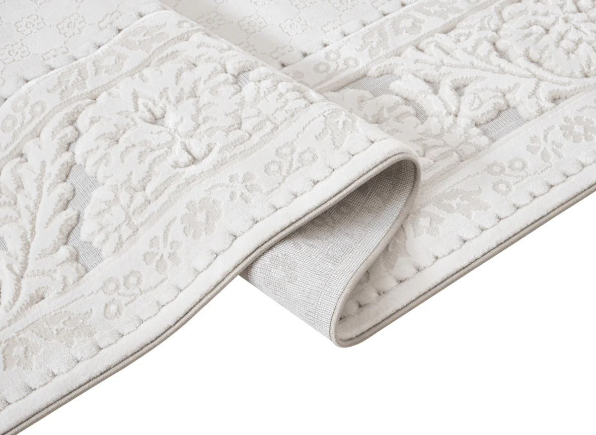 Tapis blanc écru effet moulure parisienne 192 x 290 cm CESAR - Image 3