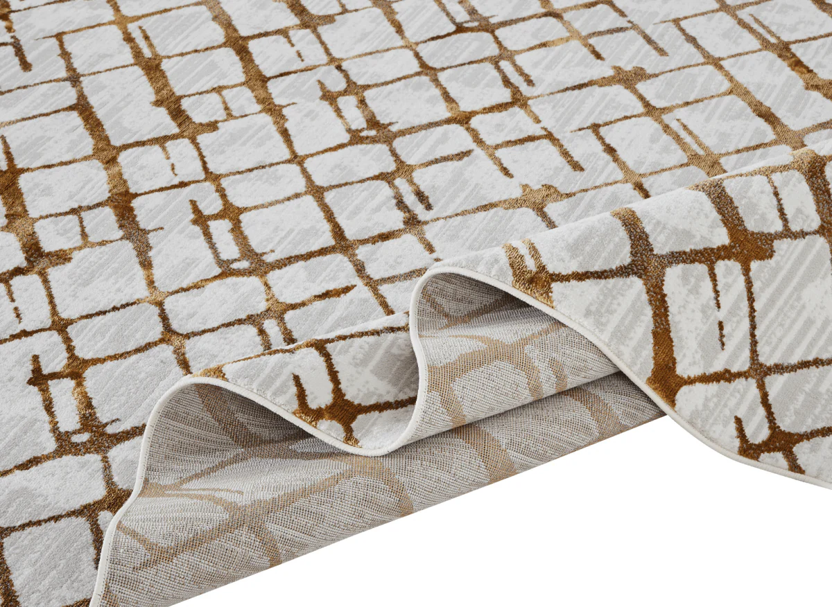 Tapis géométrique taupe et marron 160 x 230 cm LATTICE - Image 5