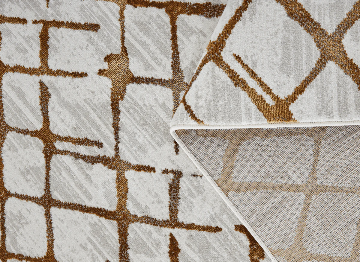 Tapis géométrique taupe et marron 160 x 230 cm LATTICE - Image 6