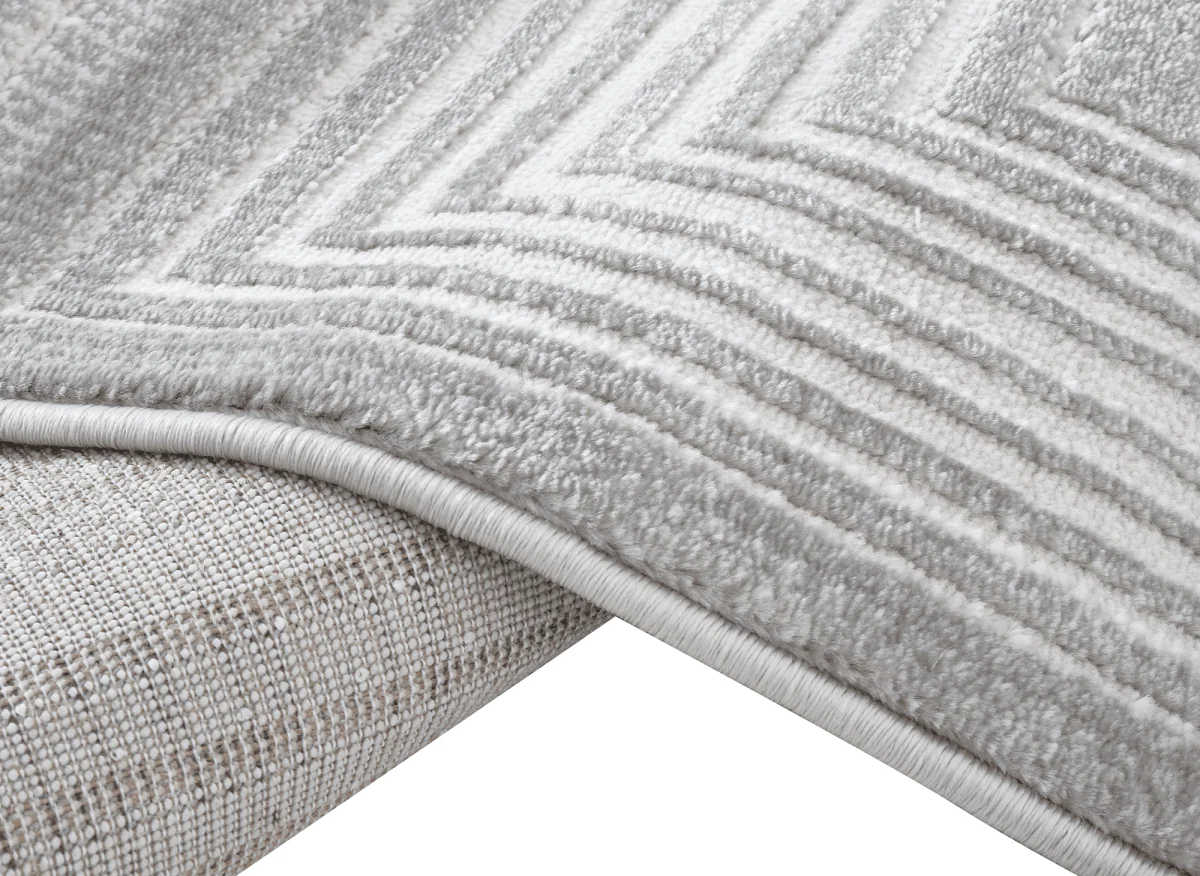 Tapis graphique art déco gris et blanc 160 x 230 cm HALL - Image 6