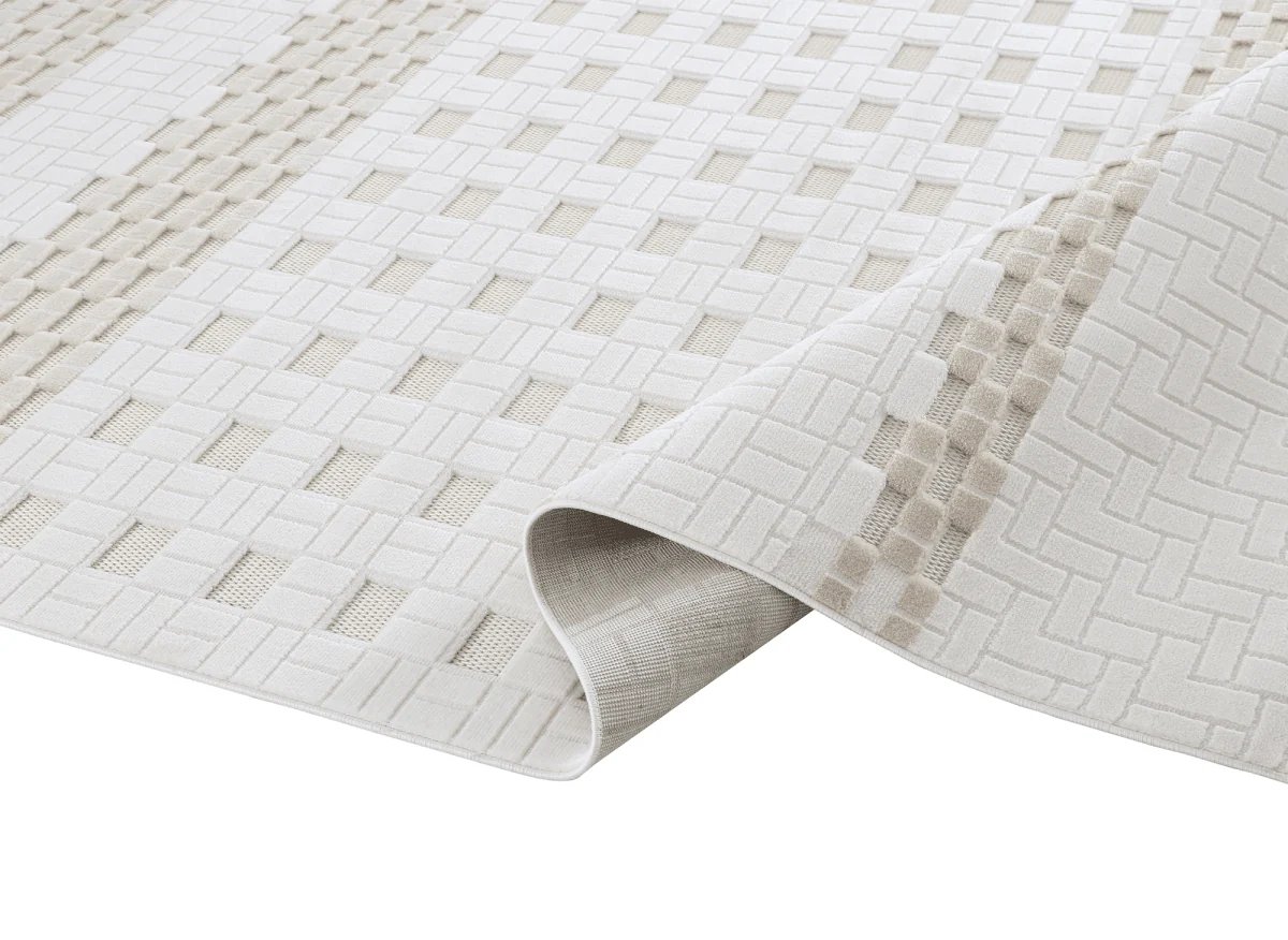 Tapis gris à motifs graphiques 200 x 290 cm ORCHIDÉE - Image 6