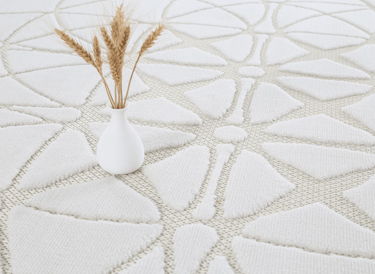 Tapis gris à motifs rosaces 200 x 290 cm SINGAPOUR - Image 5