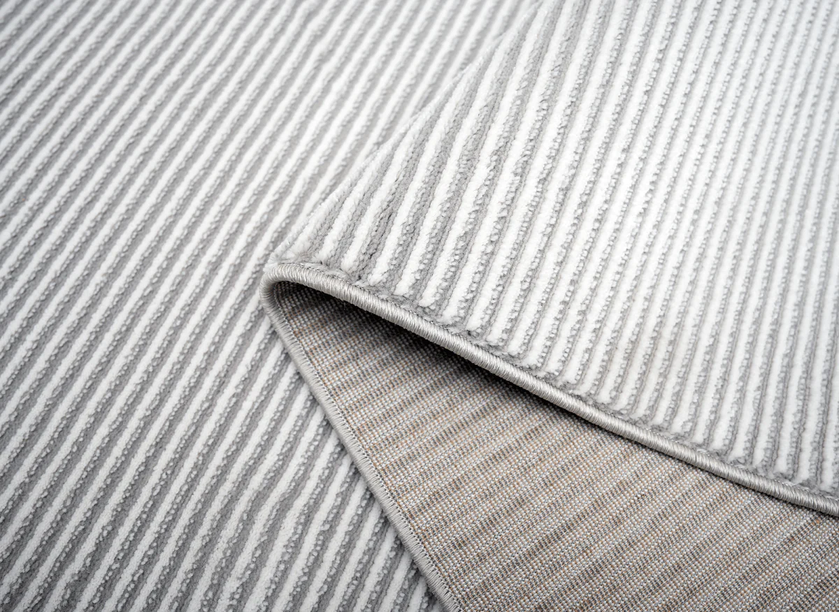 Tapis gris à rayures 200 x 290 cm CLEO - Image 2