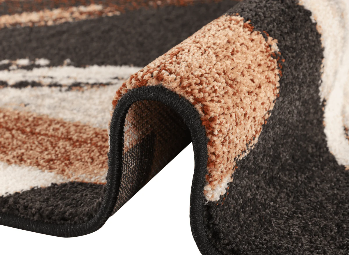 Tapis marron avec motifs géométriques beige et cuivre 160 x 230 cm ILYA - Image 3