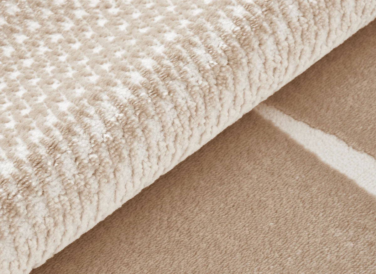 Tapis minimaliste beige et blanc 160 x 230 cm RIBBON - Image 7