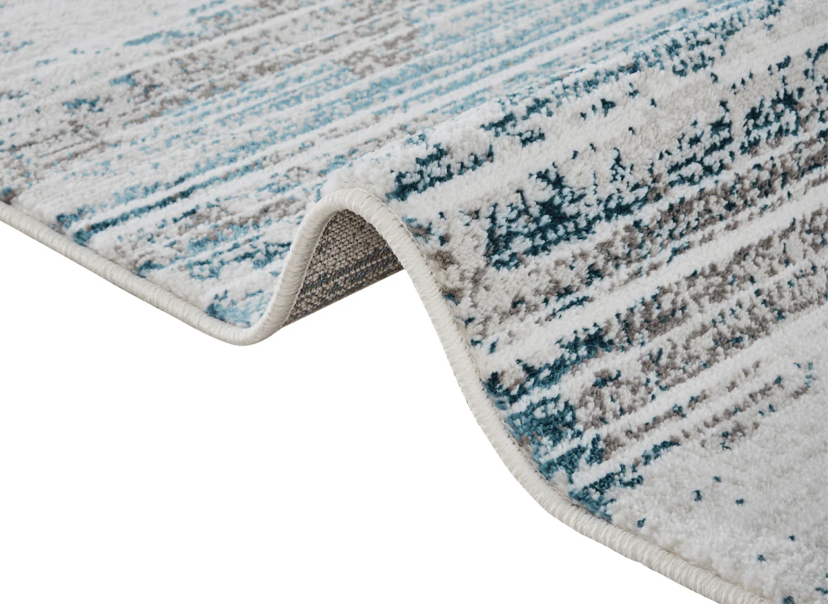 Tapis motif abstrait beige et bleu 160 x 230 cm AURORA - Image 3