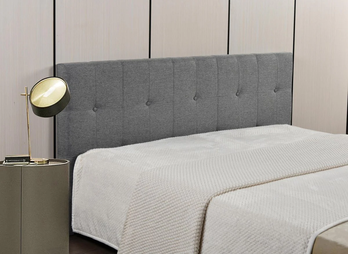Tête de lit capitonnée en tissu gris 160 cm DOMICE