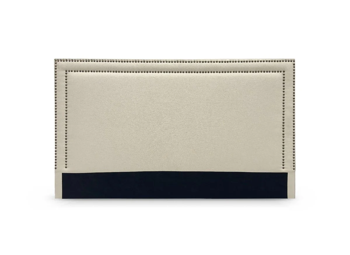 Tête de lit cloutée en tissu lin beige 140 cm LYVE - Image 2