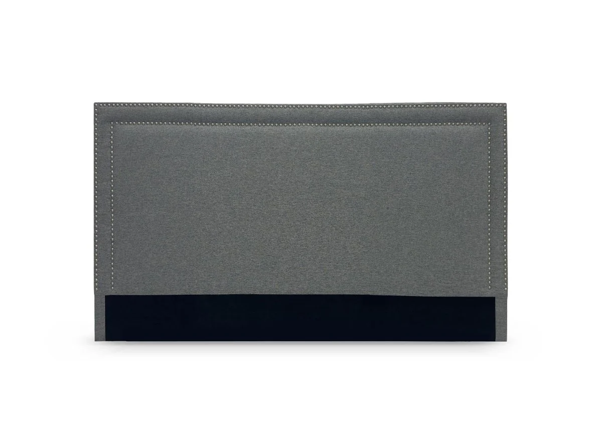 Tête de lit cloutée en tissu lin gris 140 cm LYVE - Image 2