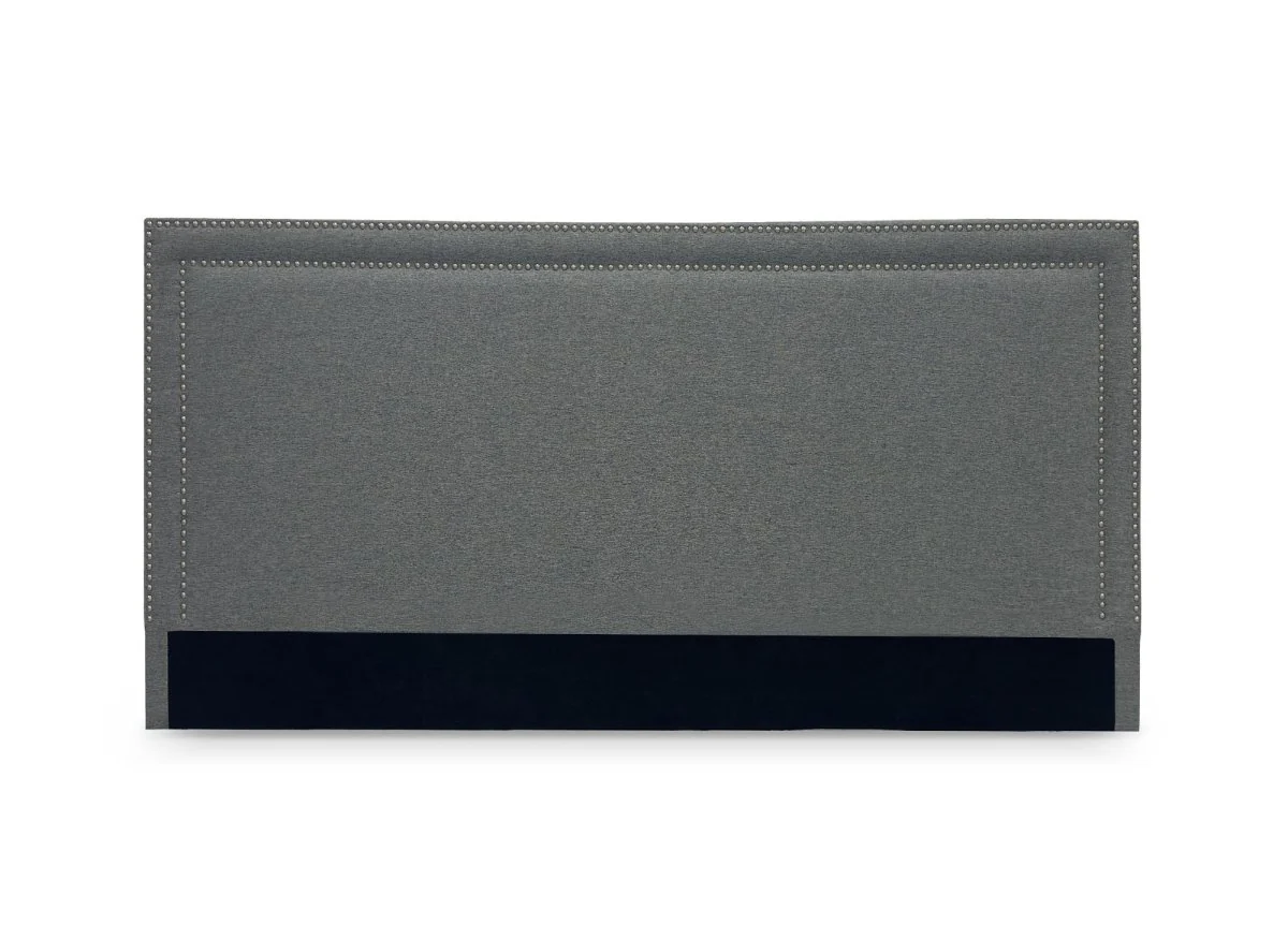Tête de lit cloutée en tissu lin gris 160 cm LYVE - Image 2