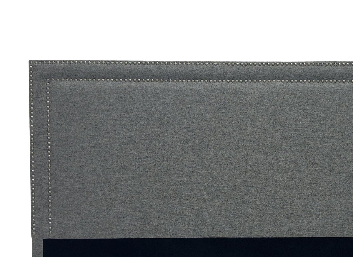 Tête de lit cloutée en tissu lin gris 160 cm LYVE - Image 3