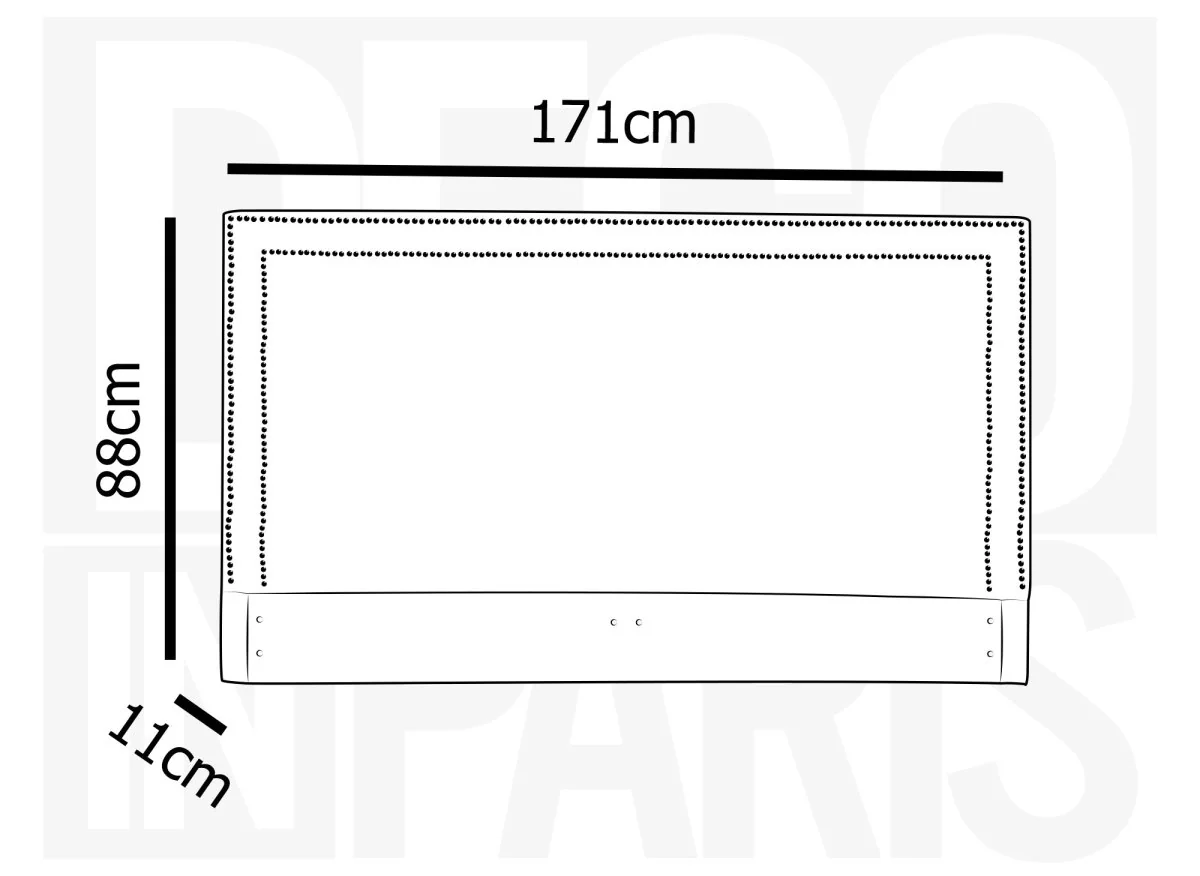Tête de lit cloutée en tissu lin gris 160 cm LYVE - Image 4