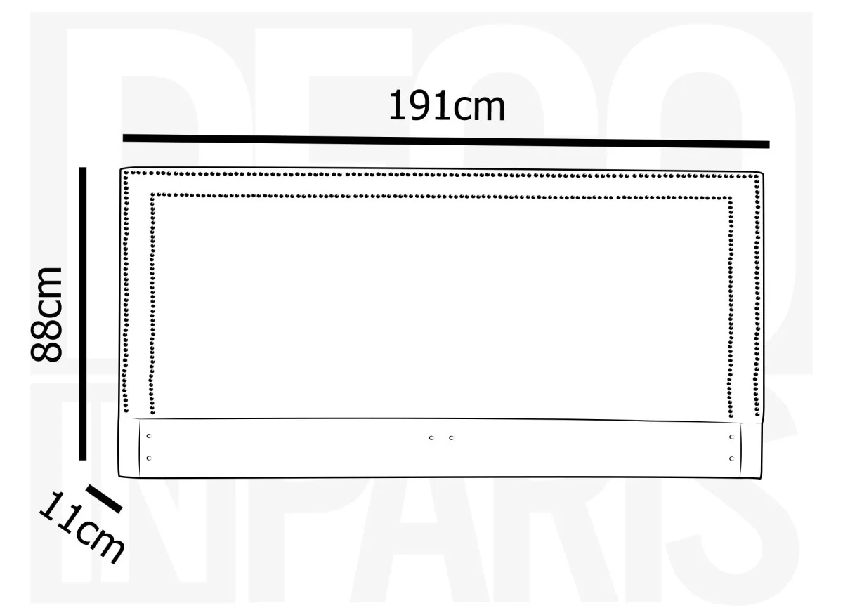 Tête de lit cloutée en tissu lin gris 180 cm LYVE - Image 4