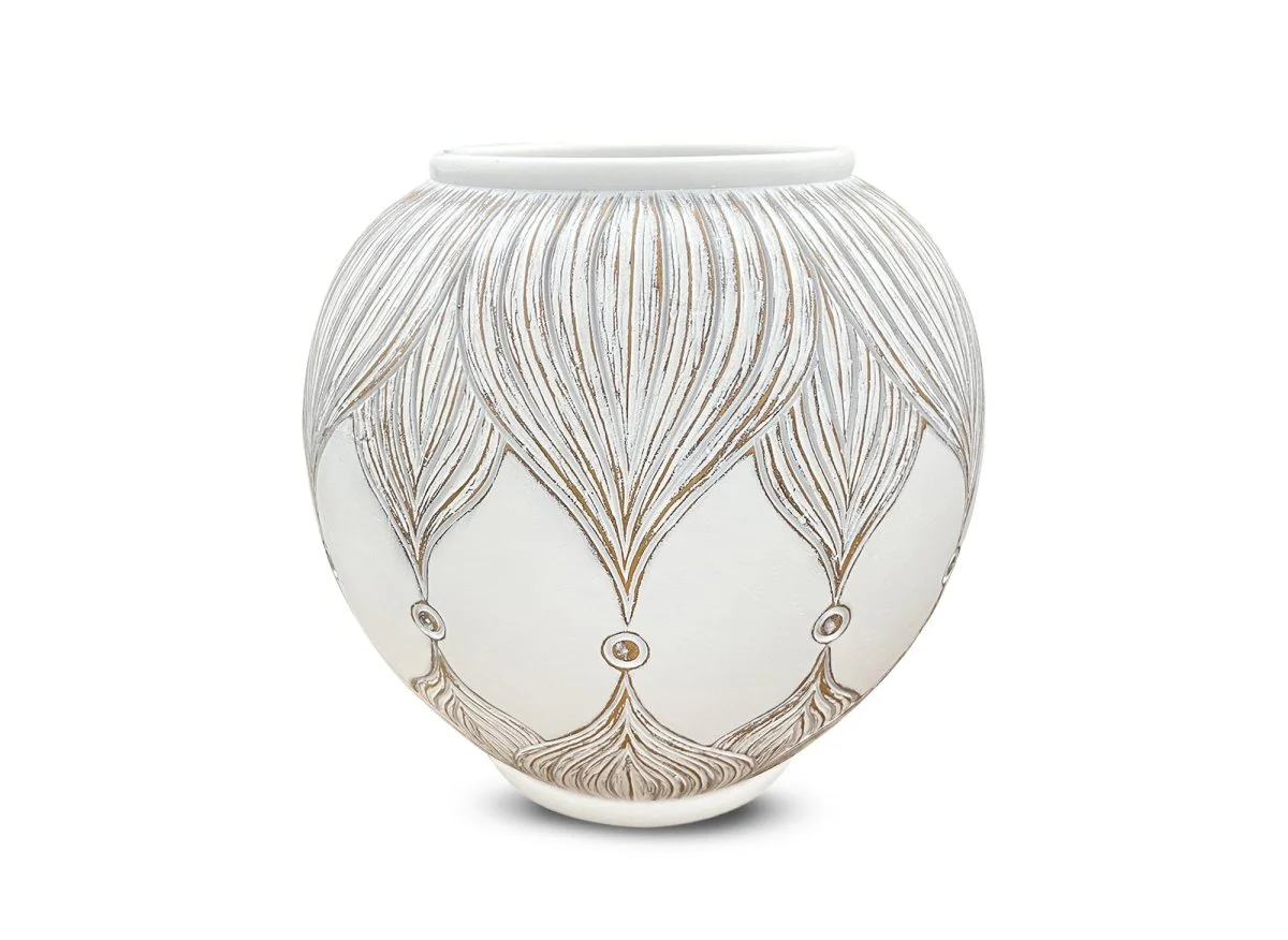 Vase boule en polyrésine blanc H29 cm MANOLIS - Image 2