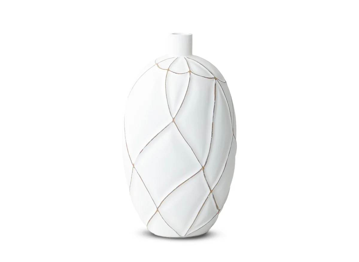 Vase boule en polyrésine blanc H38 cm LUNA - Image 2