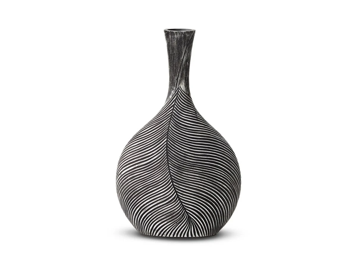 Vase boule en résine noir et blanc H43 cm EBENE - Image 2