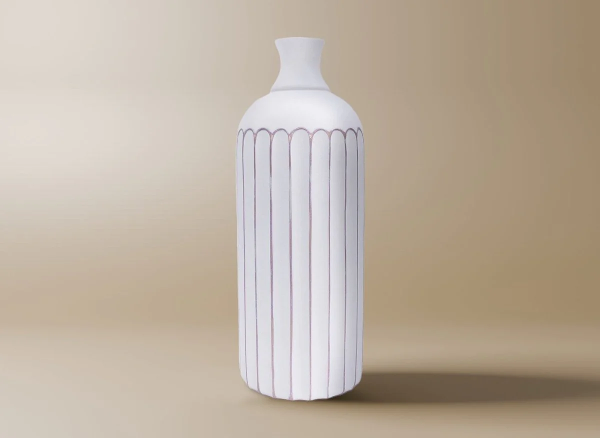 Vase en polyrésine blanc et doré H41 cm ARCA