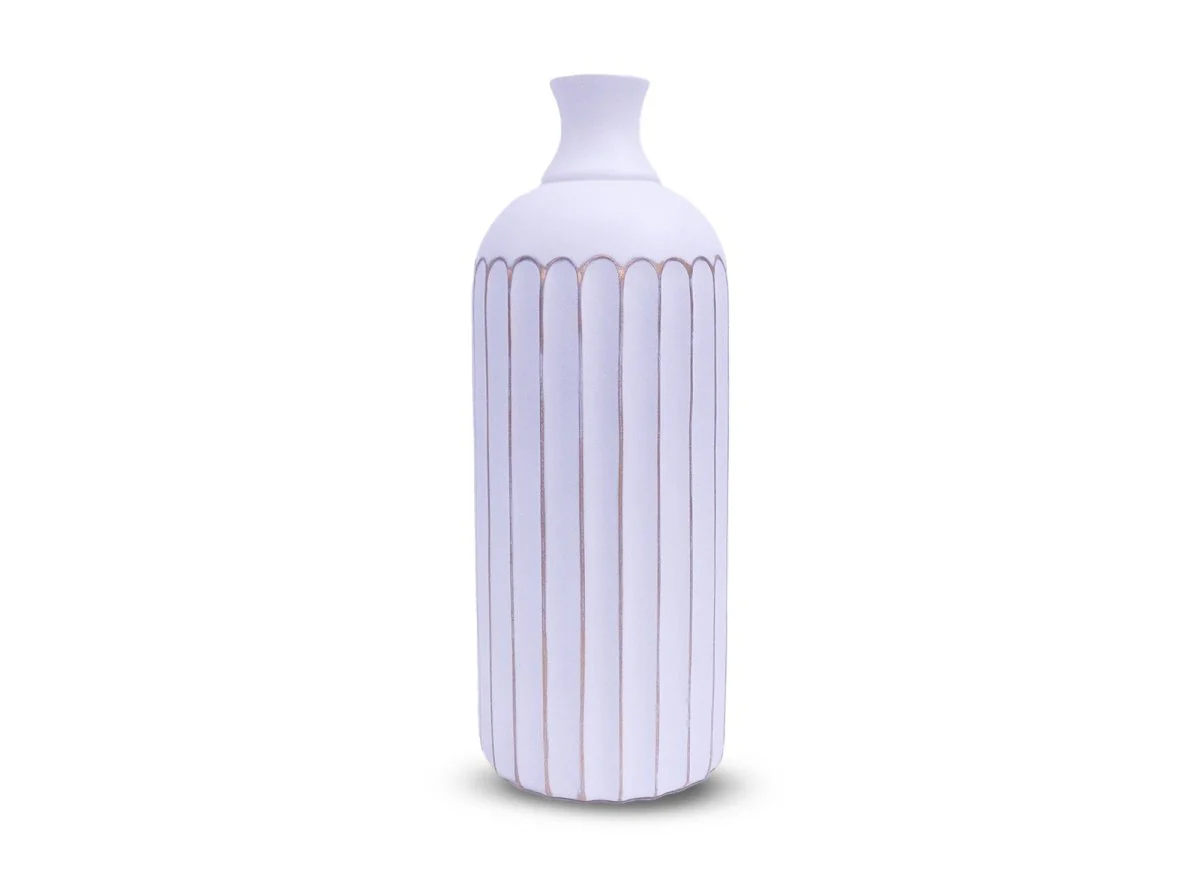 Vase en polyrésine blanc et doré H41 cm ARCA - Image 2