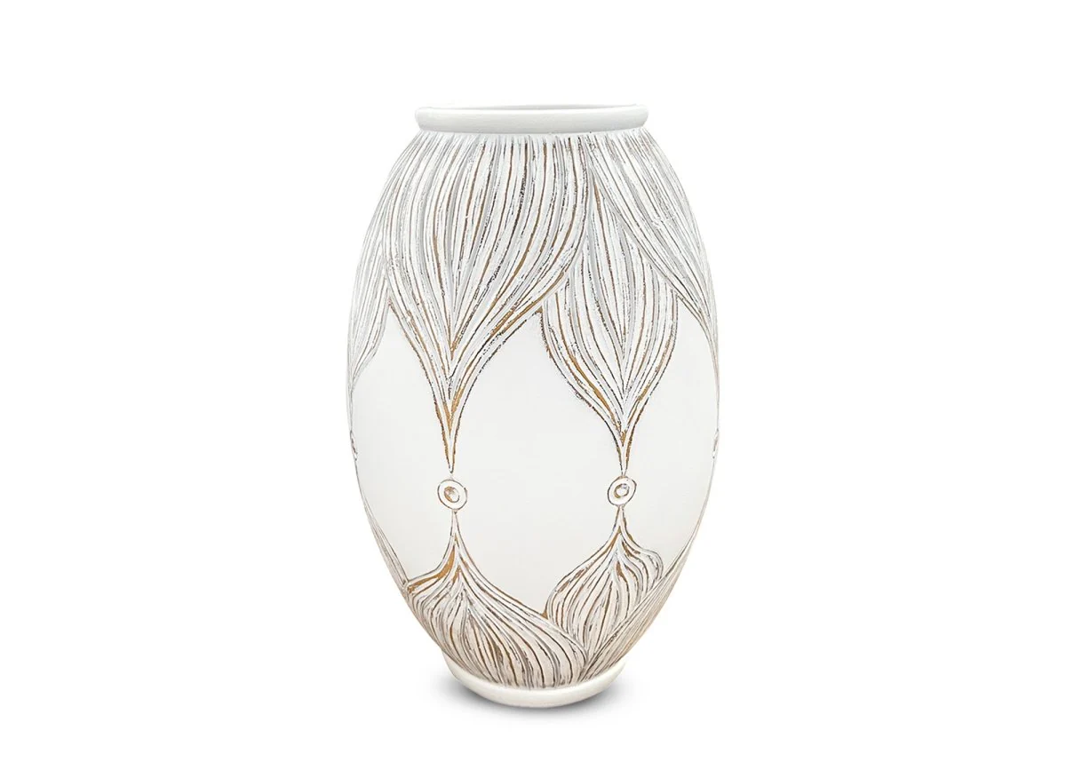 Vase en polyrésine blanc H36 cm MANOLIS - Image 2