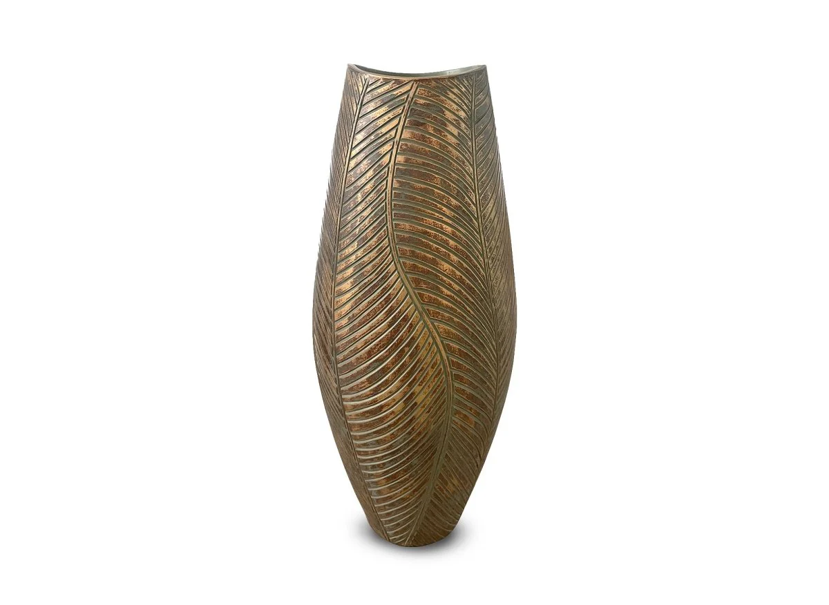 Vase en polyrésine vert et doré H54 cm ZAHARA - Image 2
