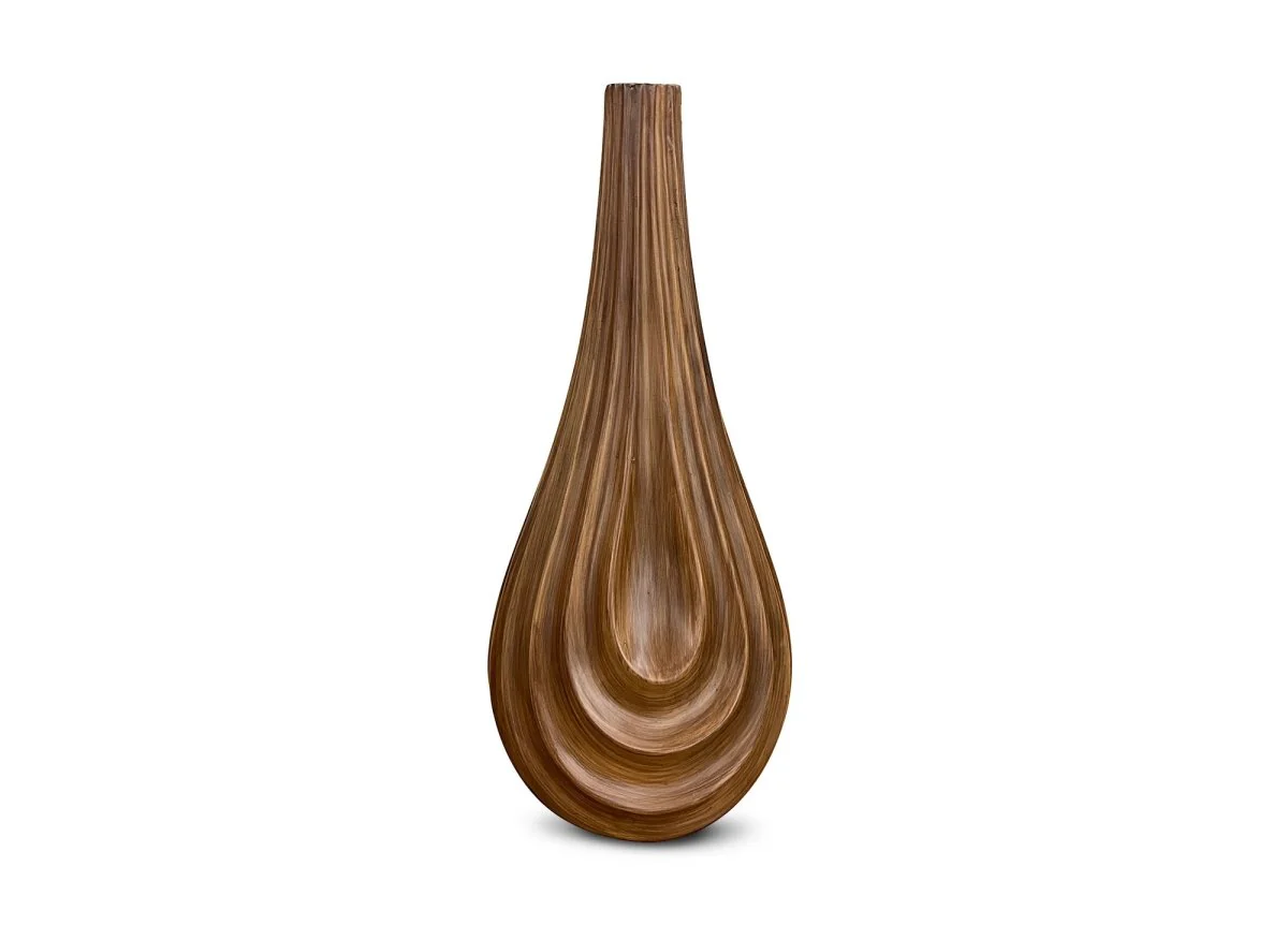 Vase goutte en polyrésine imitation bois H38 cm DERYA - Image 2