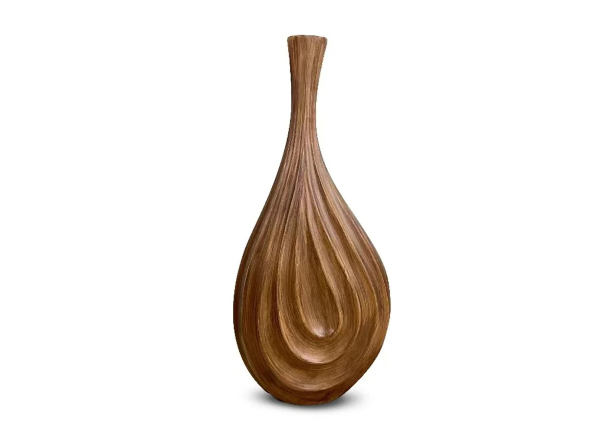 Vase goutte en polyrésine imitation bois H45 cm DERYA - Image 2