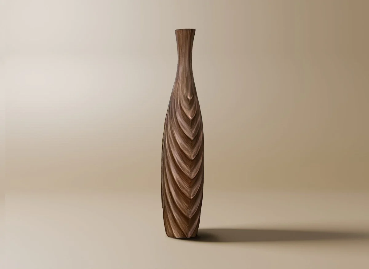 Vase haut en polyrésine imitation bois H49 cm DERYA