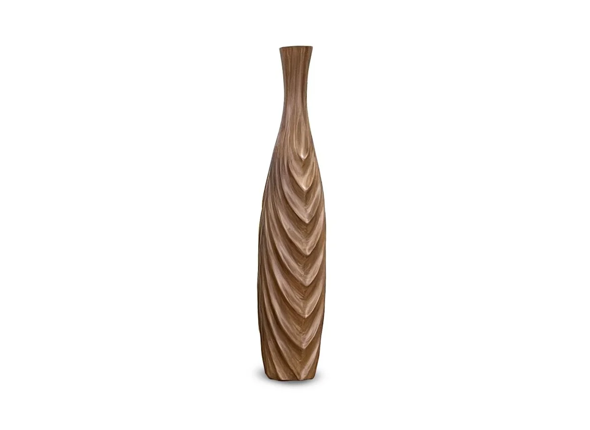 Vase haut en polyrésine imitation bois H49 cm DERYA - Image 2