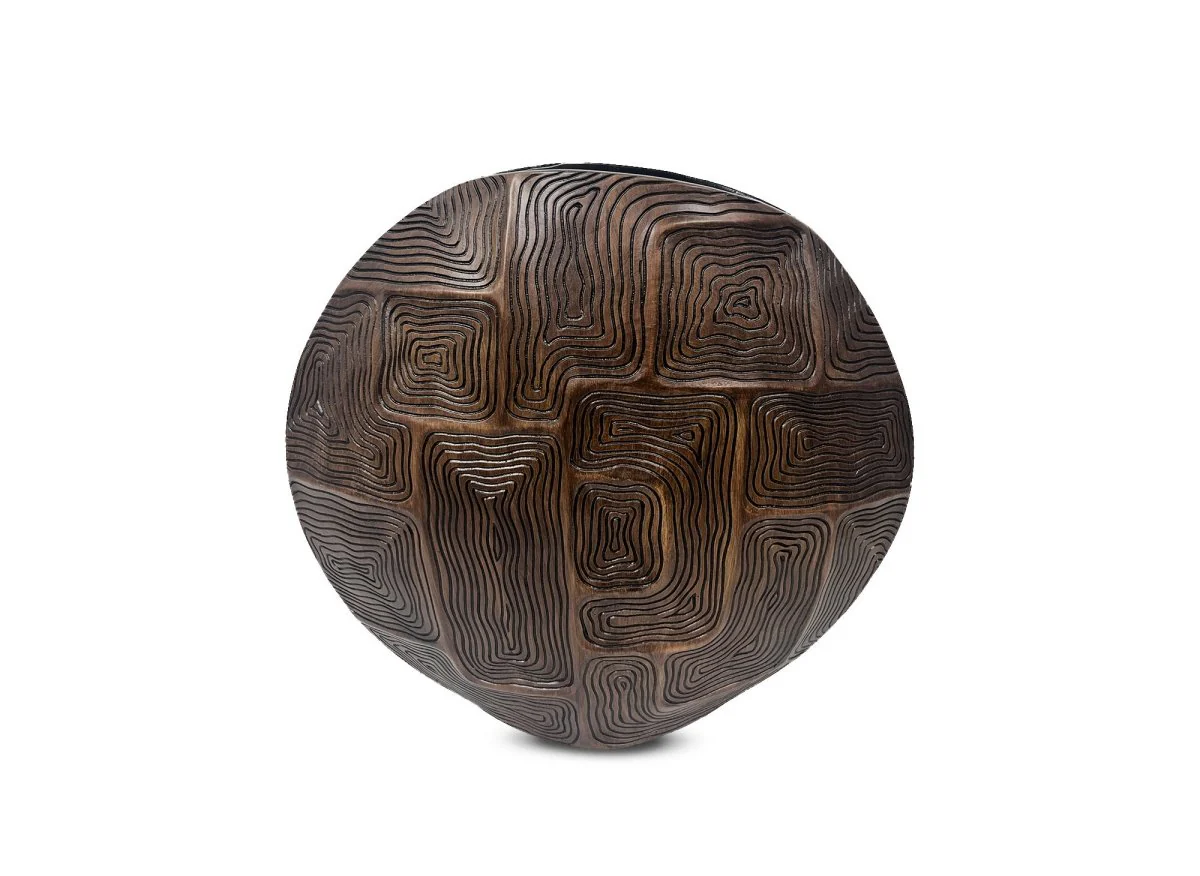 Vase rond en résine noir et marron H34 cm ARBORA - Image 2